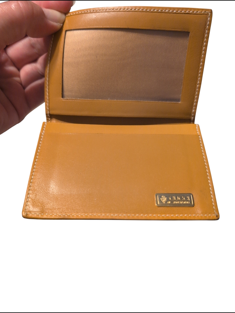 Vintage Gucci 80s Fold Card Holder License Monogram Leather Trim Preloved - Picture 8 of 16
